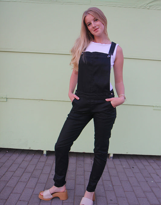 Black Denim Overalls