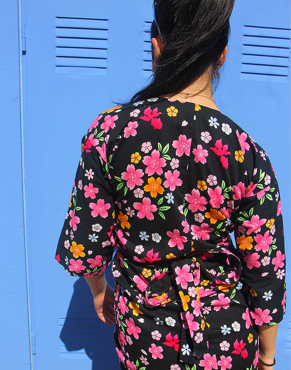Black Floral Wrap Dress