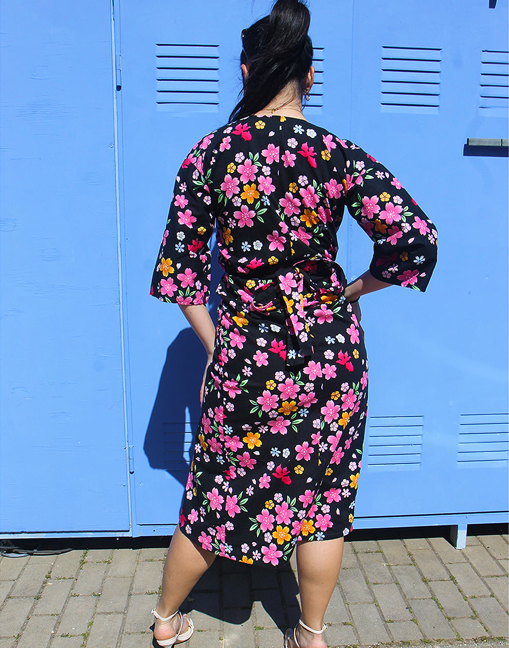 Black Floral Wrap Dress