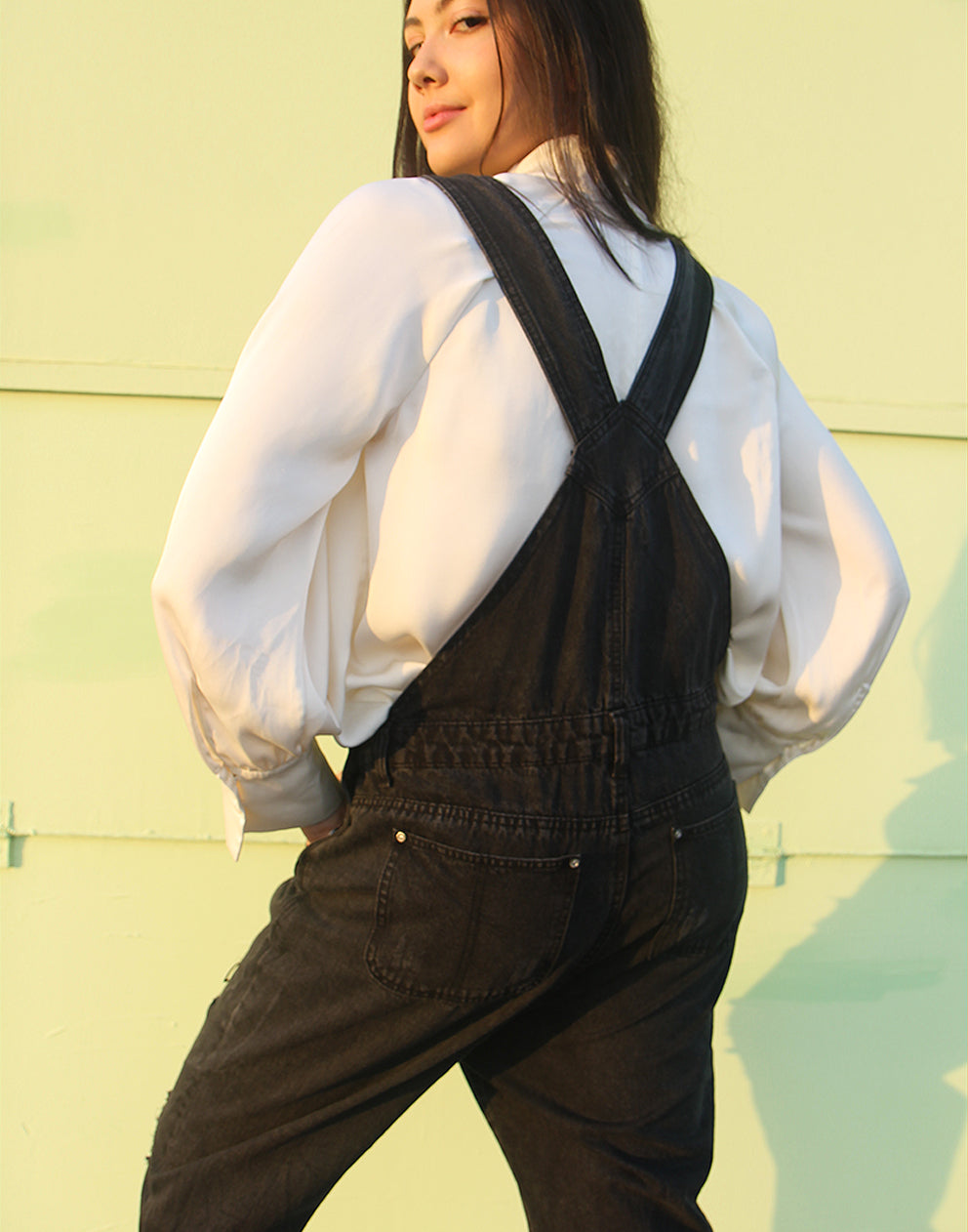 Long Dungarees in Black