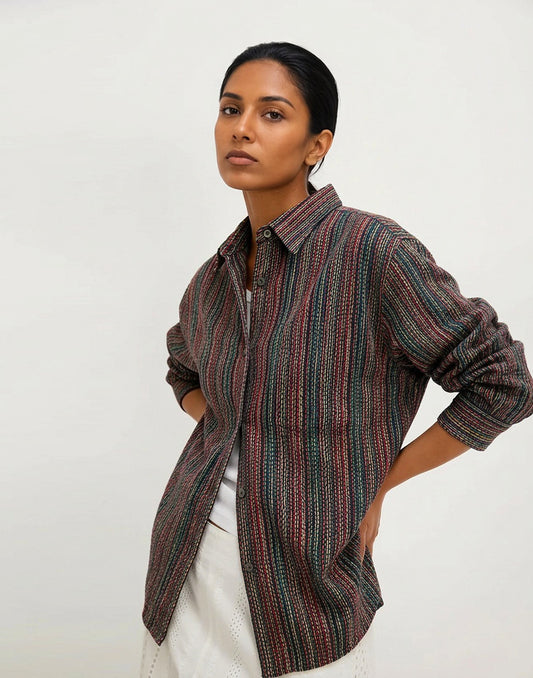 Long Sleeve Black Shirt - Polyester - Size L