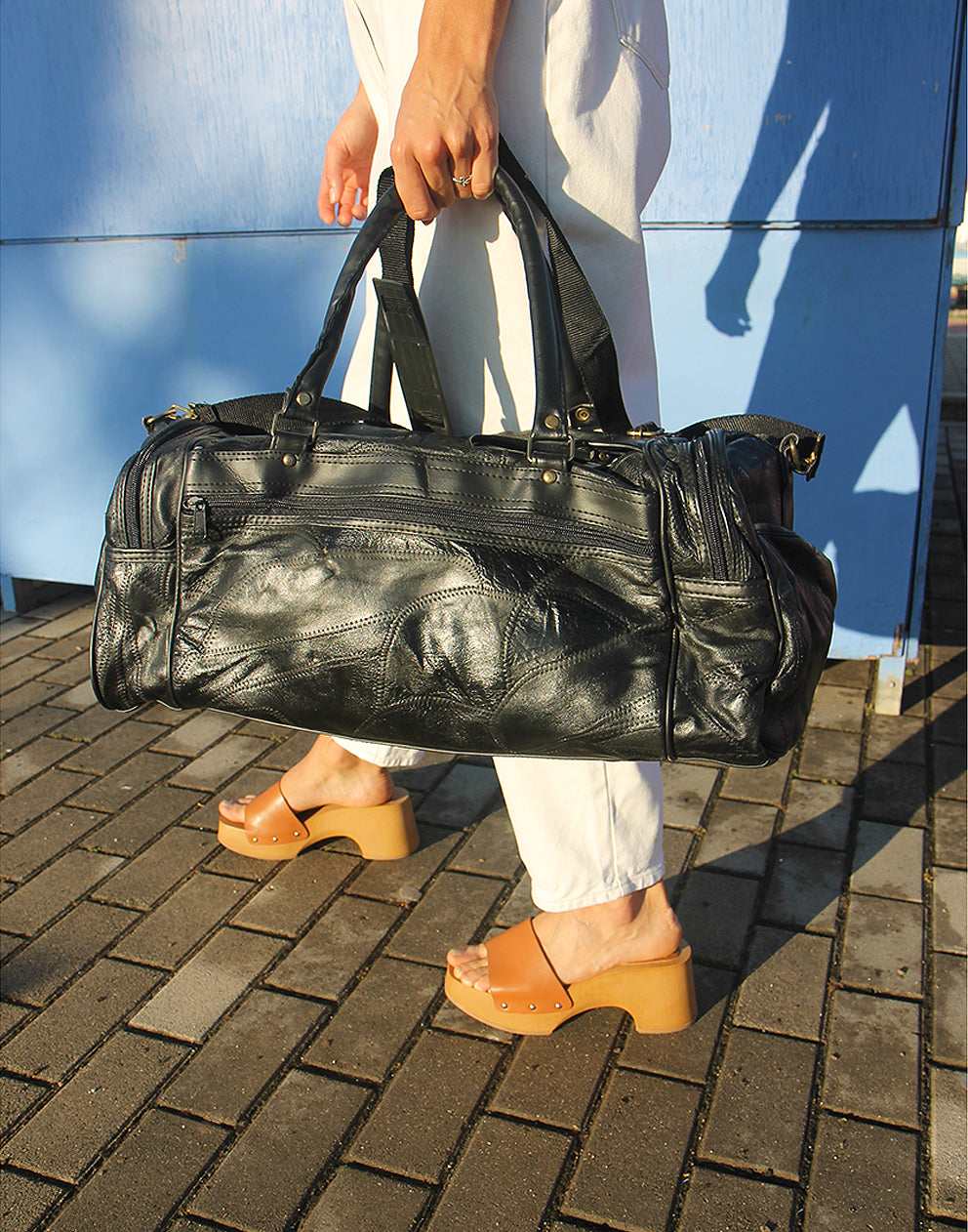 Leather Holdall in Black