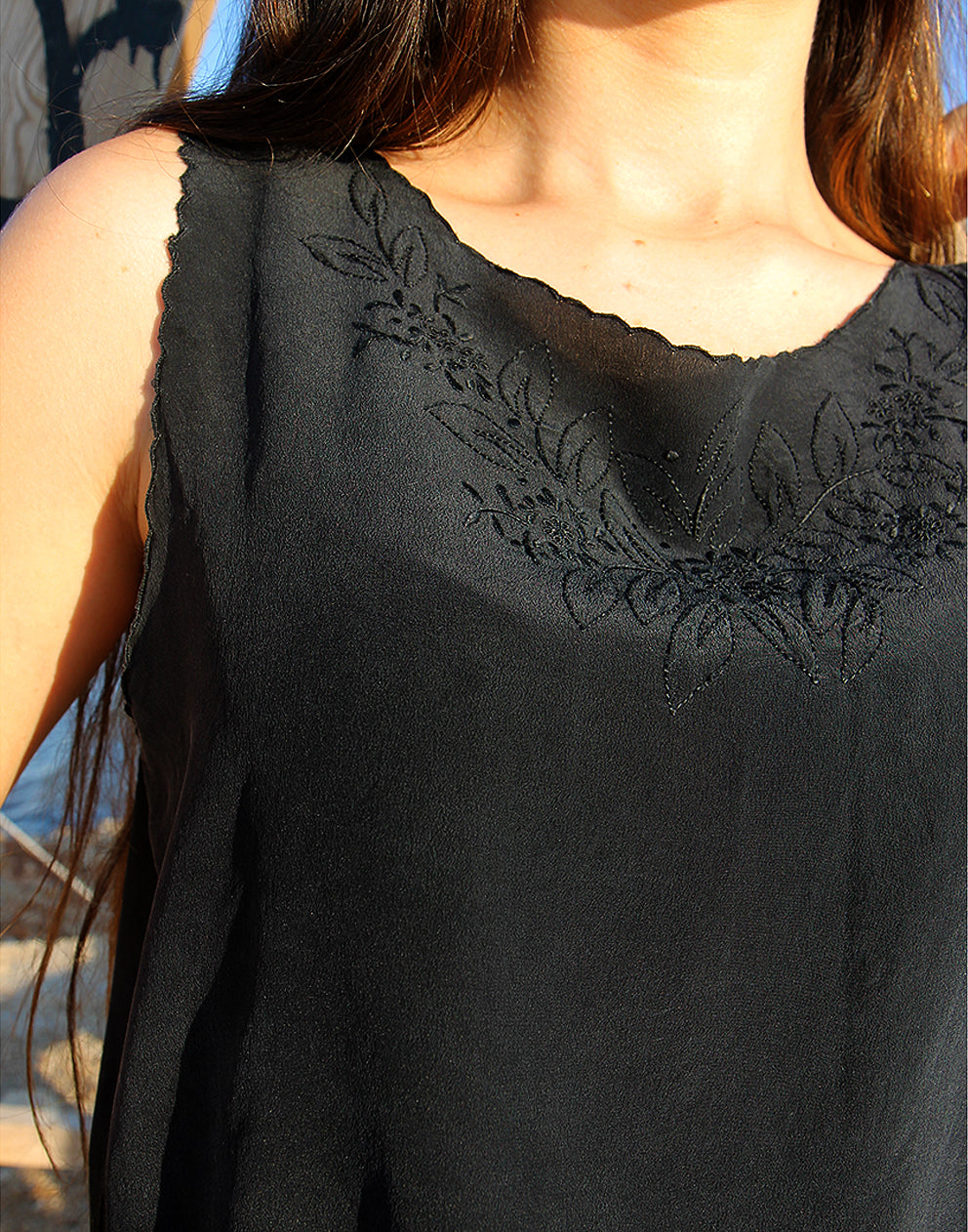 BLACK SILK TANK TOP