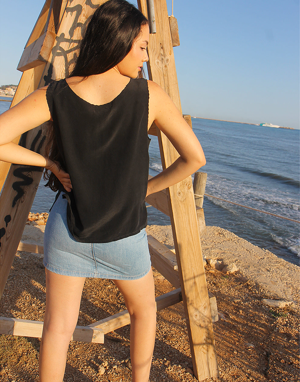 BLACK SILK TANK TOP