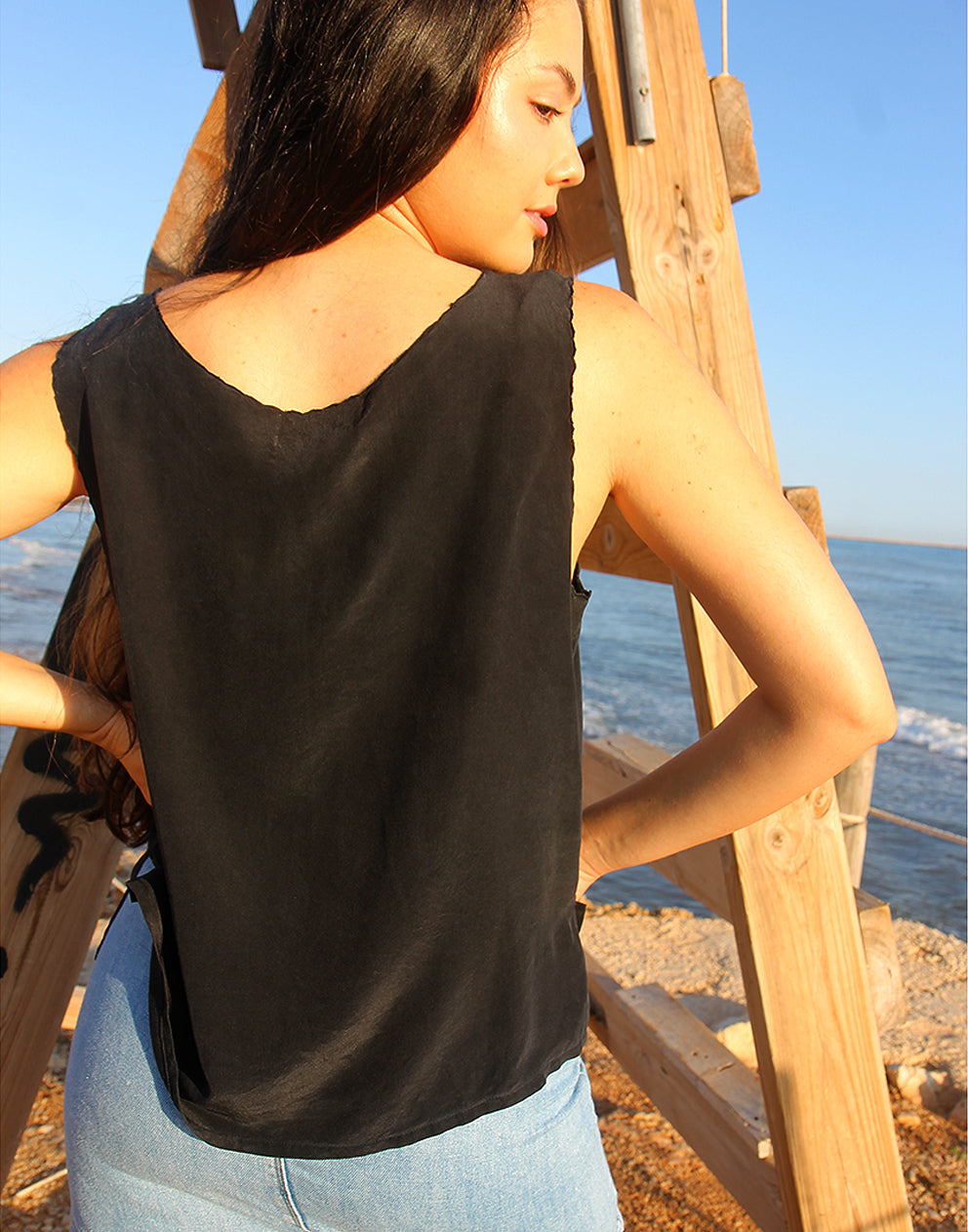 BLACK SILK TANK TOP