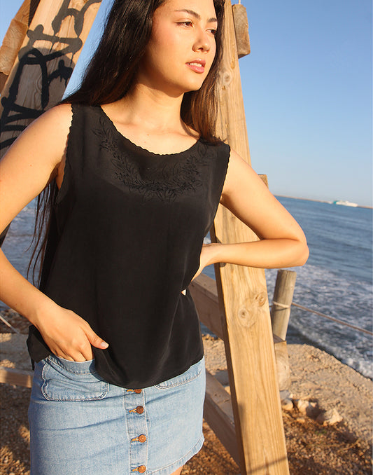 BLACK SILK TANK TOP