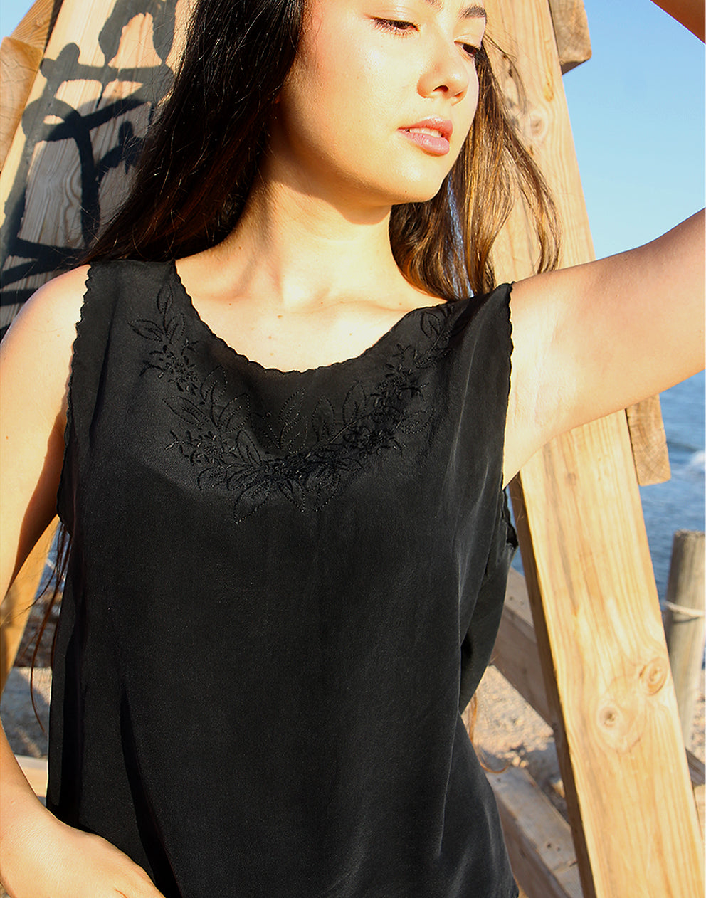 BLACK SILK TANK TOP