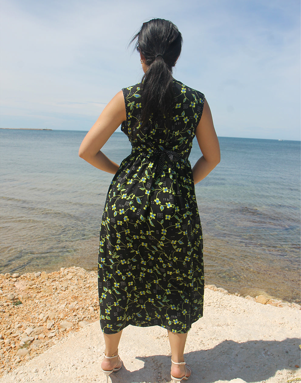 Black Floral Summer Dress - EU 42-44