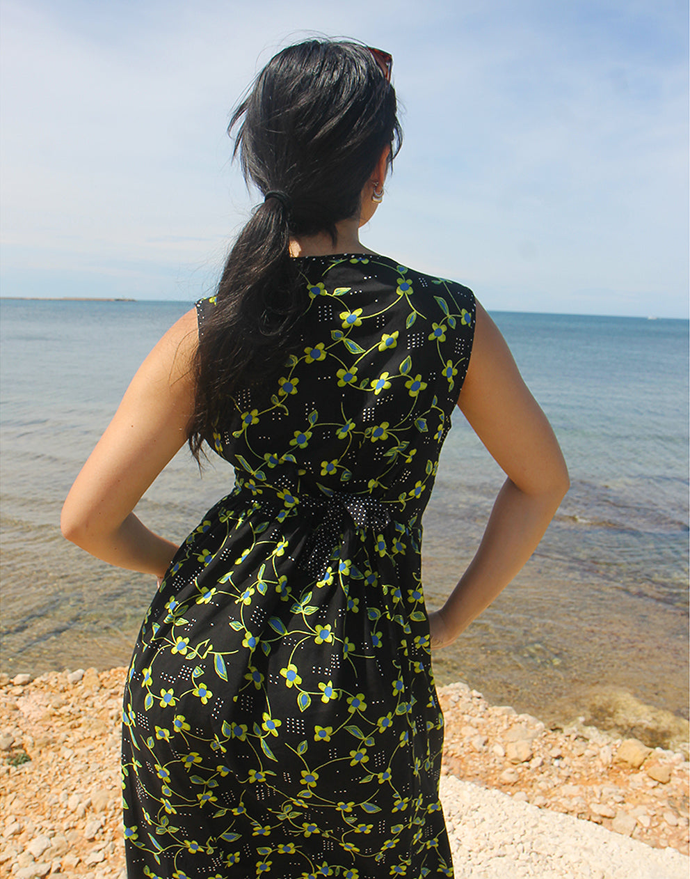 Black Floral Summer Dress - EU 42-44