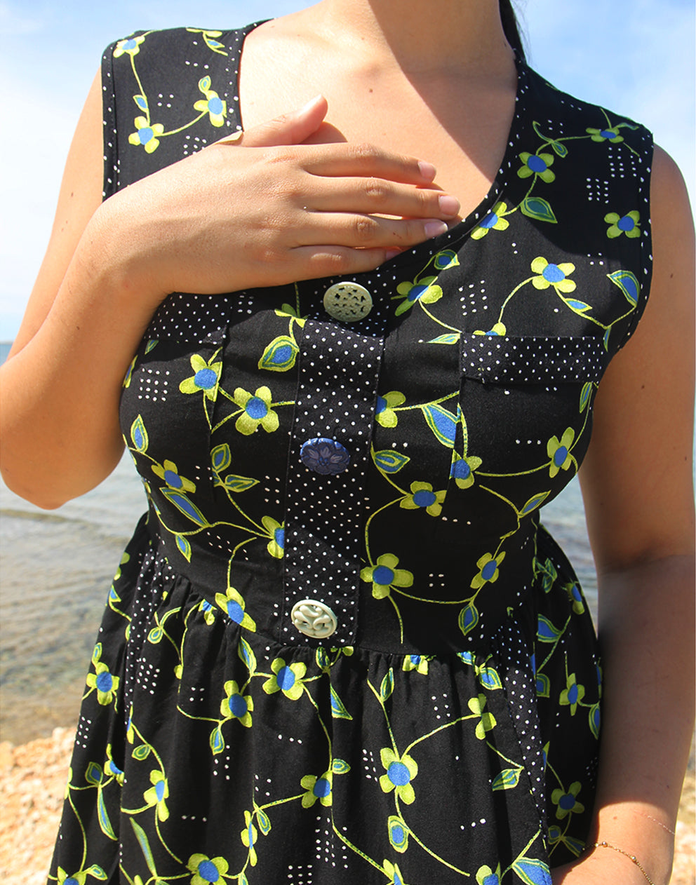 Black Floral Summer Dress - EU 42-44