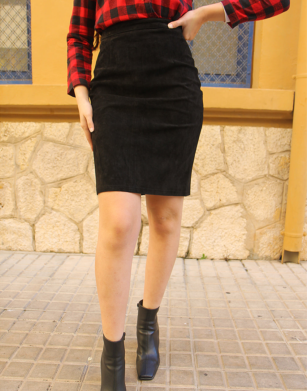 black suede skirt 