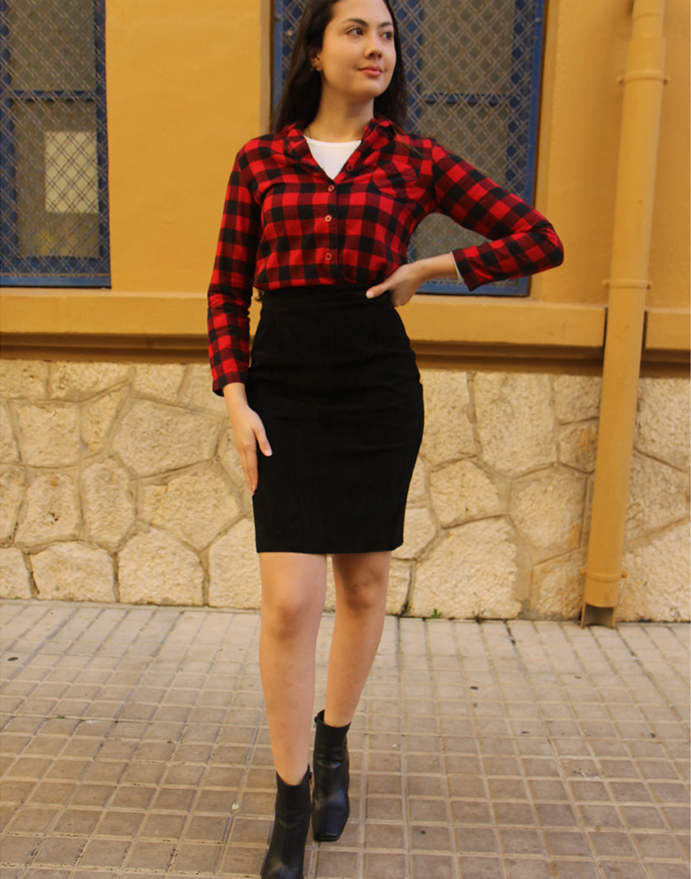 black suede skirt 