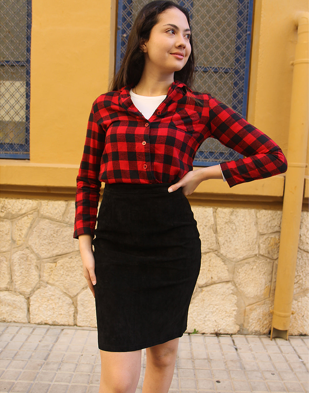 black suede skirt 