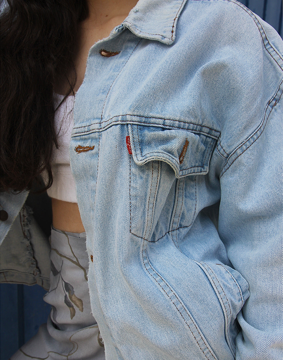 Original Levi's 501 Pale Bleach Blue Denim Trucker Jean Jacket