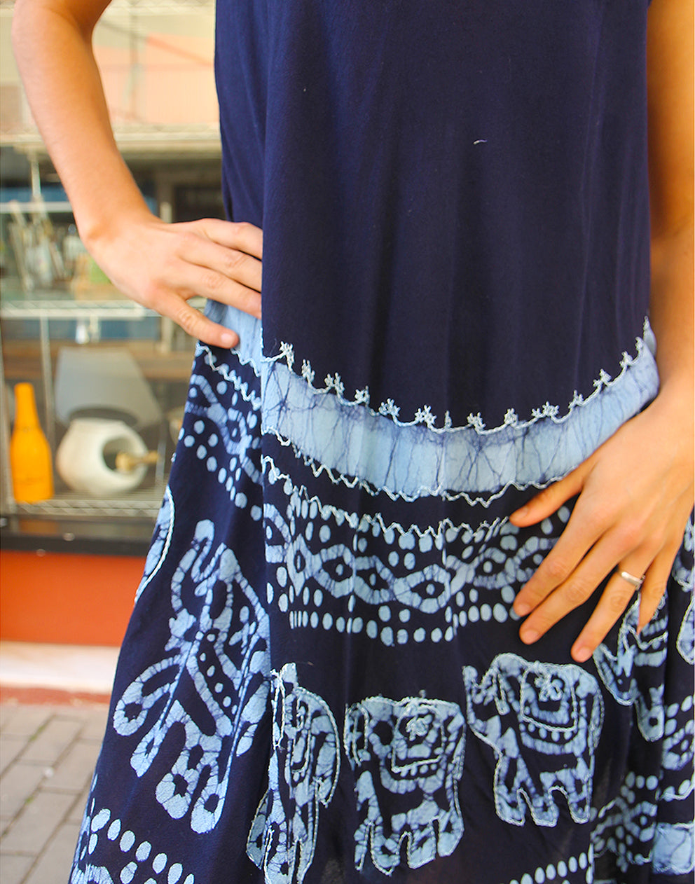 Blue Boho Embroidered Dress