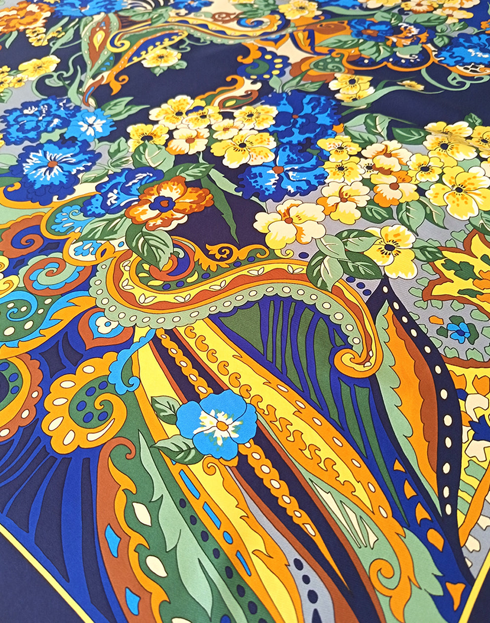 Womens Floral Scarf - Navy Blue