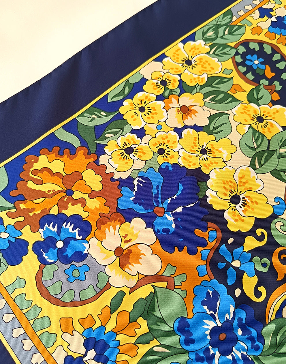 Womens Floral Scarf - Navy Blue