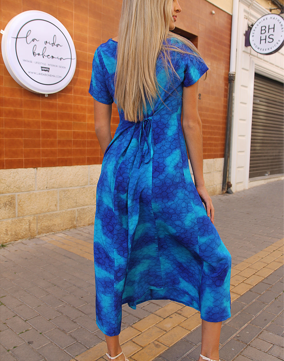 Blue Silk Long Dress