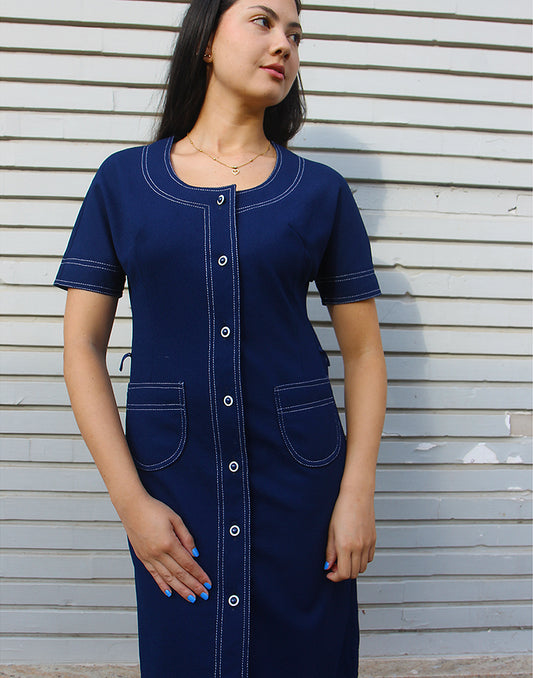 Shirt dress in navy blue