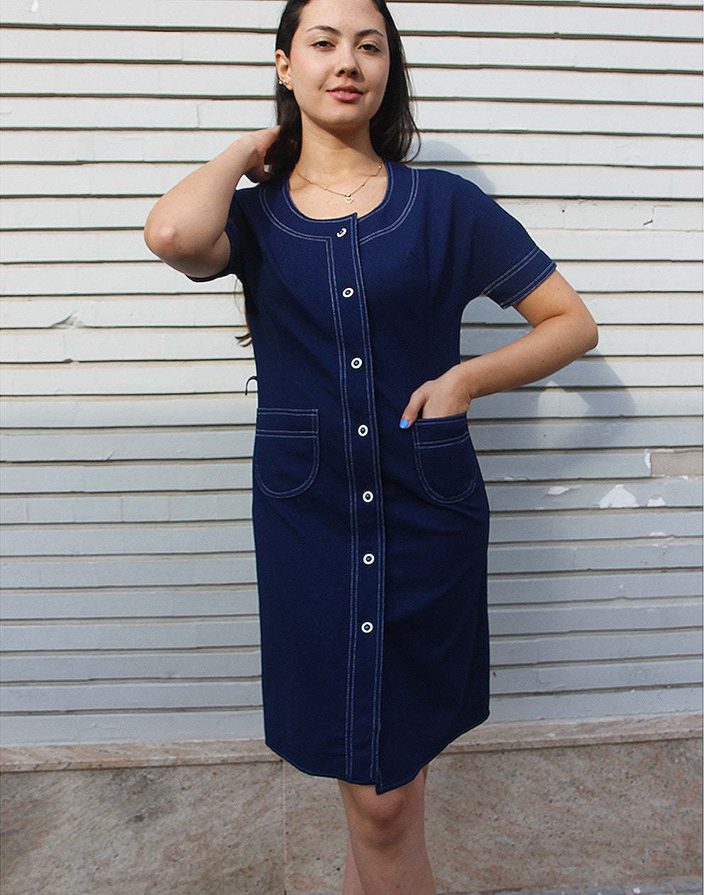 Shirt dress in navy blue