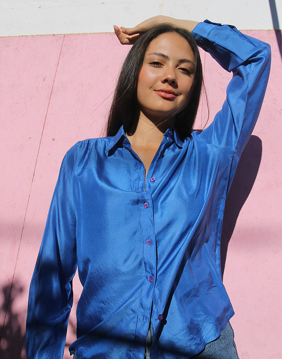 Blue Silk Shirt