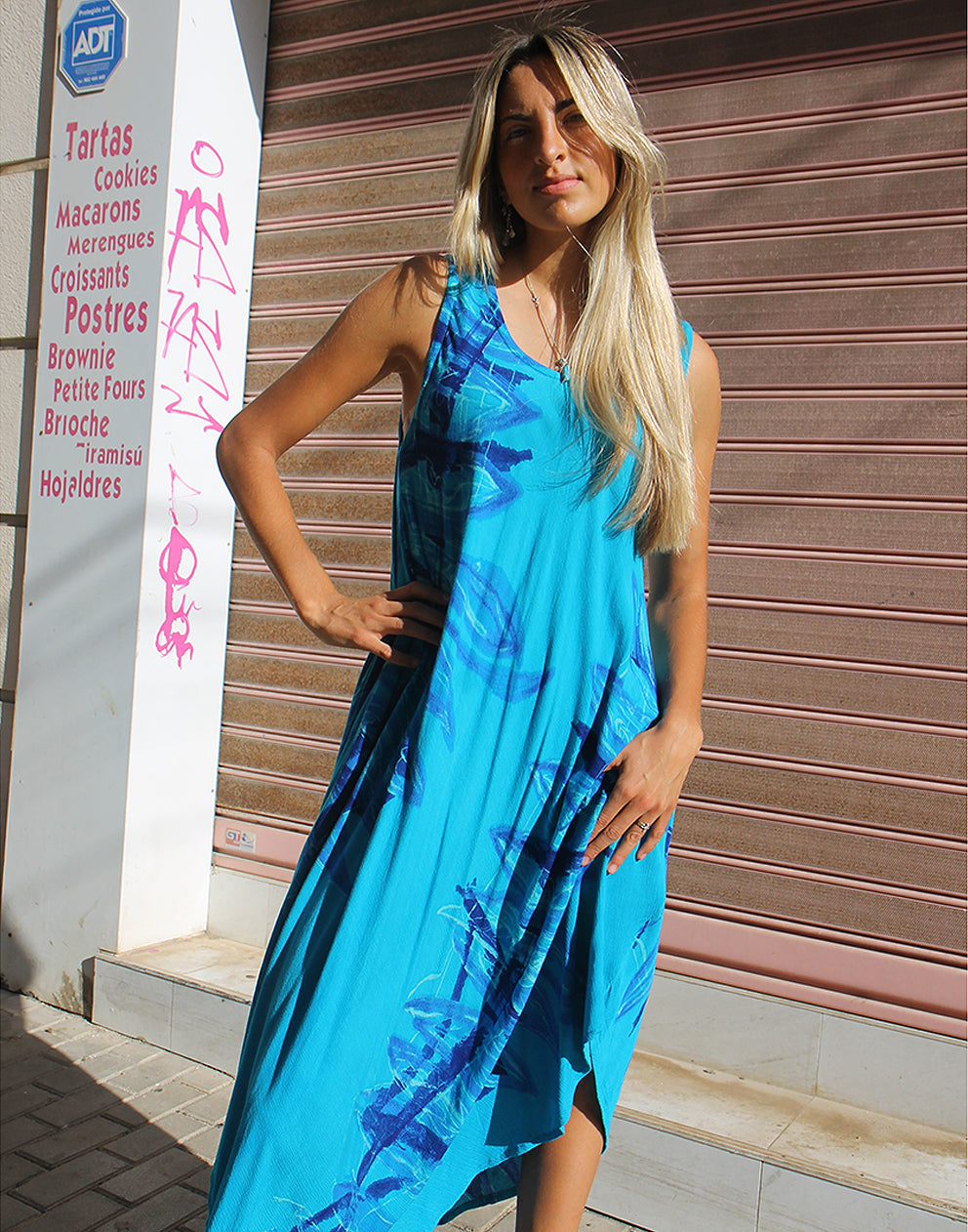 Blue Sleeveless Summer Dress