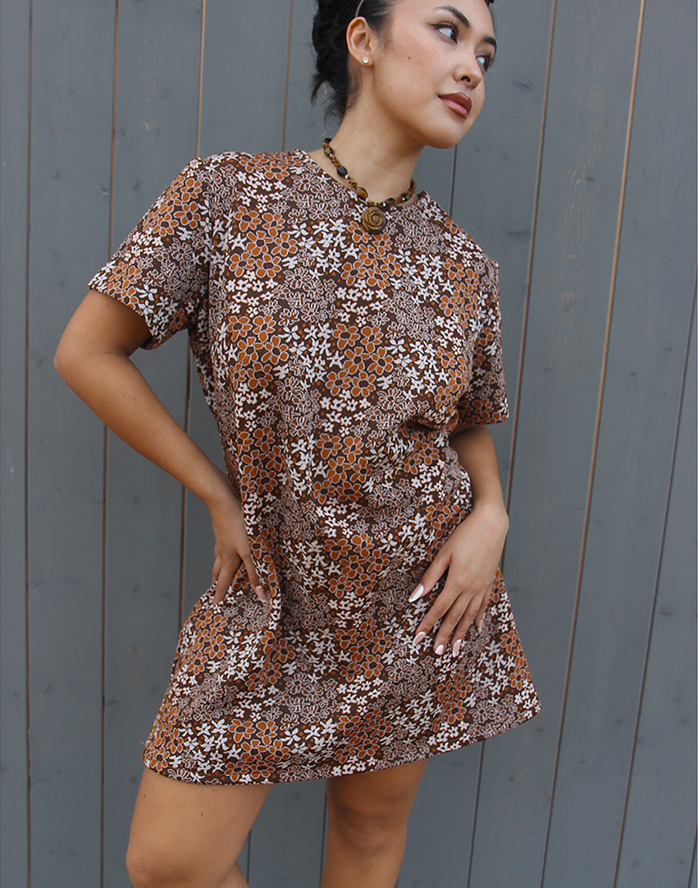 Brown Floral Dress
