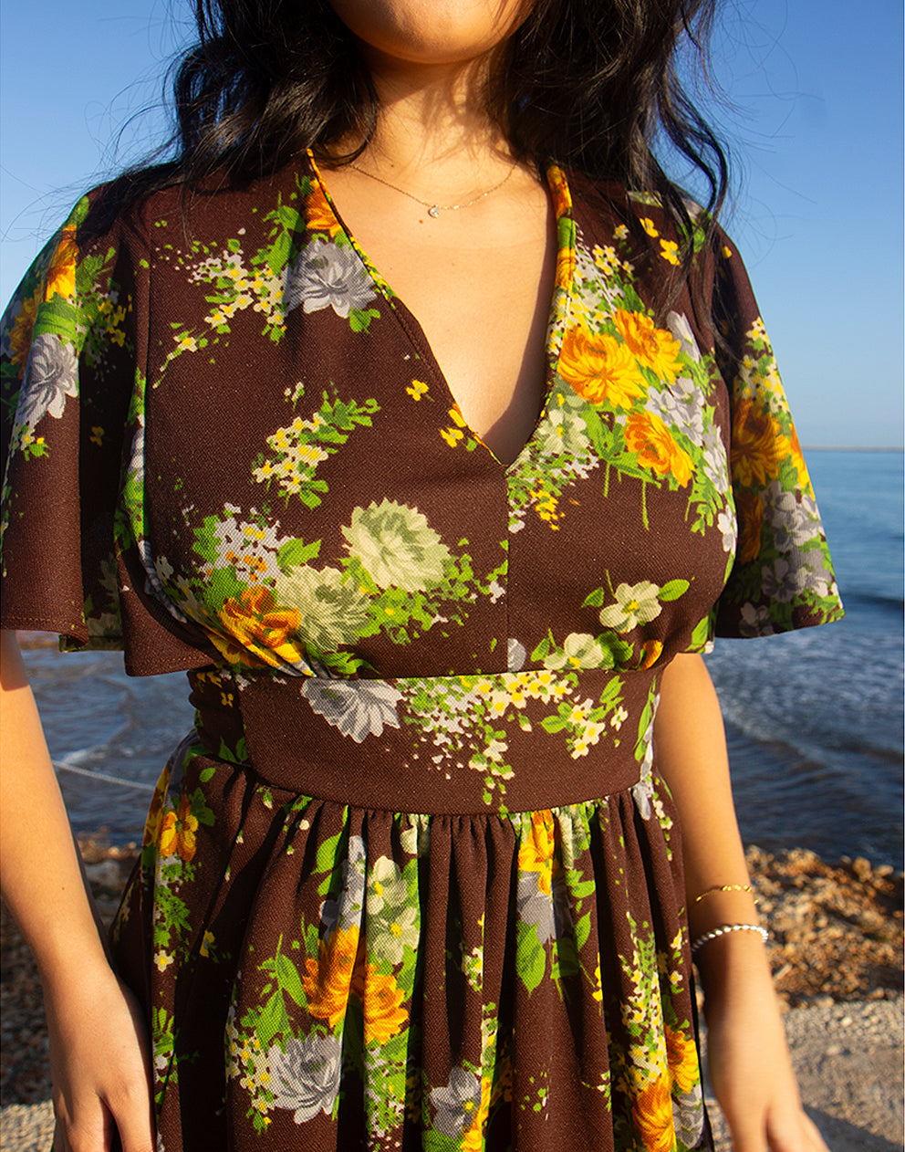 Brown Floral Maxi Dress