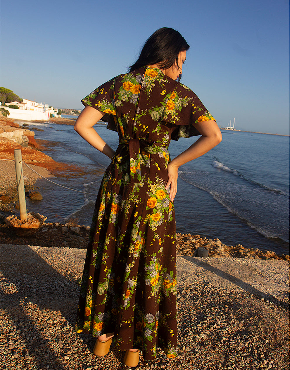 Brown Floral Maxi Dress