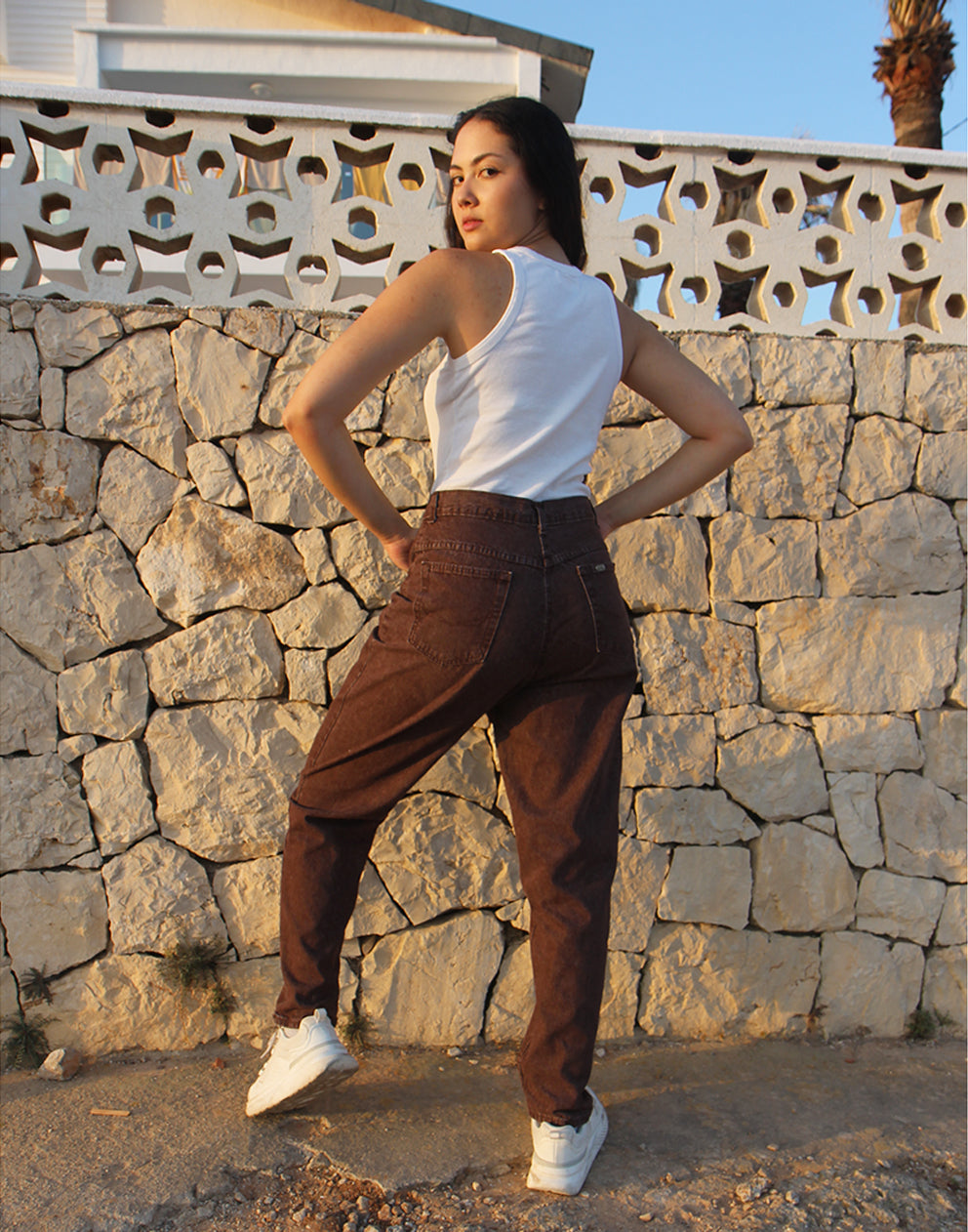 Mom Jeans in Brown