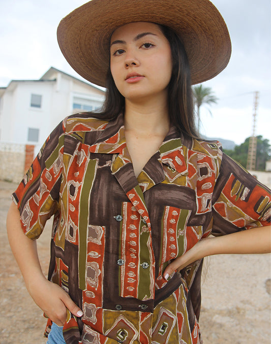 Brown Printed Blouse