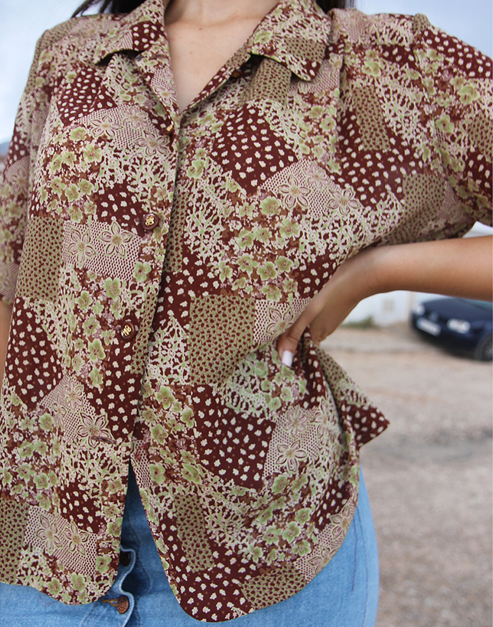 Short Sleeve Blouse in Brown