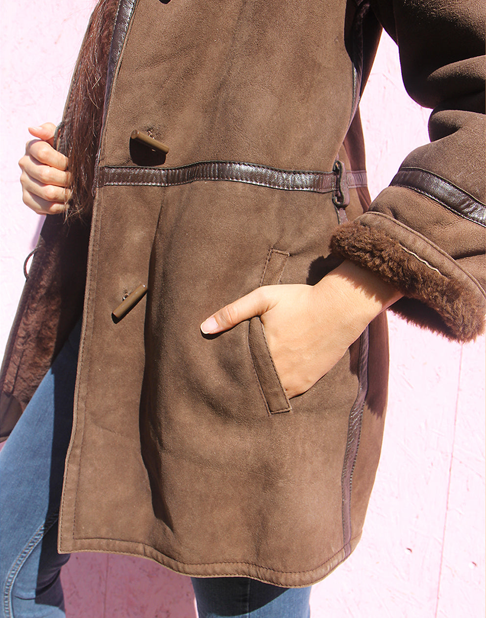 Shearling Coat in Dark Brown