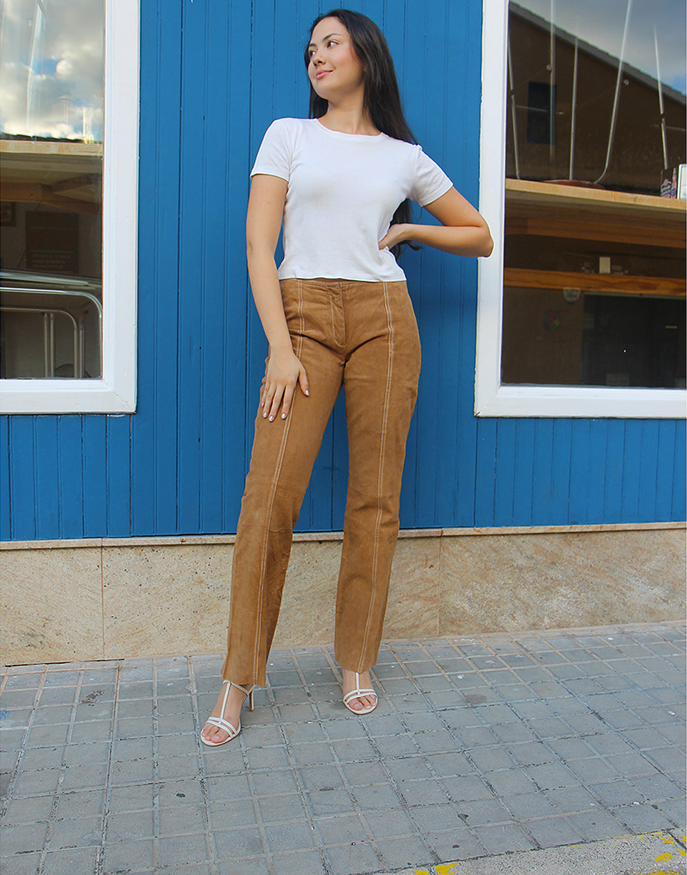 Suede Trousers in Brown