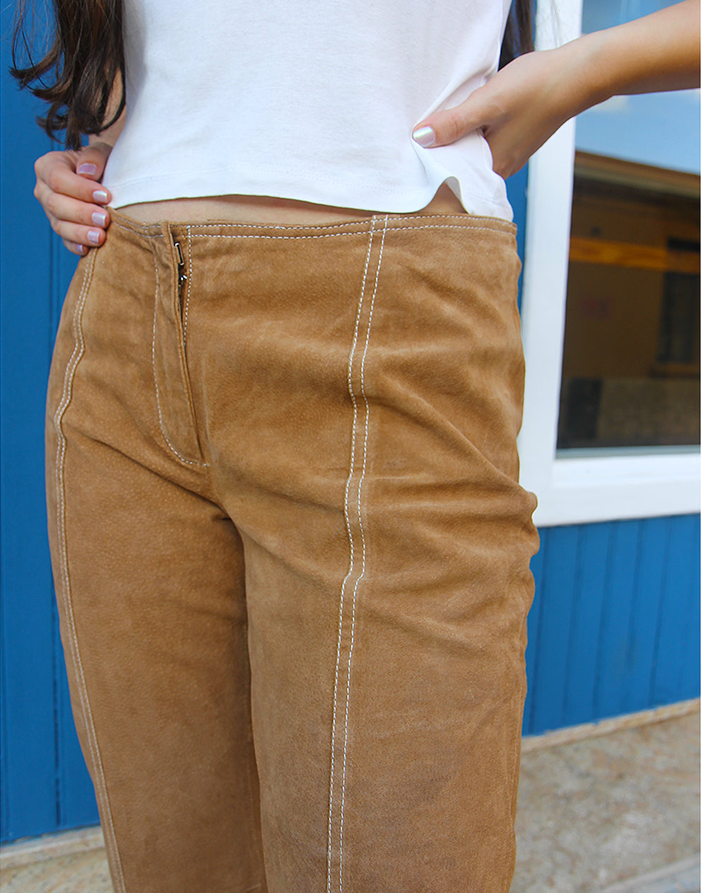 Suede Trousers in Brown