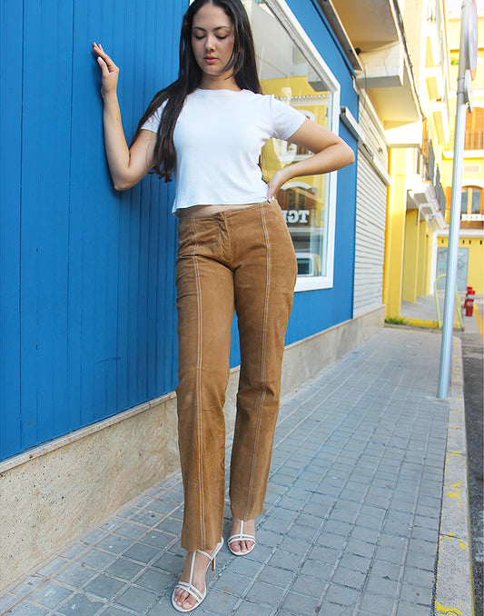 Suede Trousers in Brown