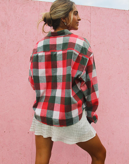 Check Flannel Shirt in Red & Green