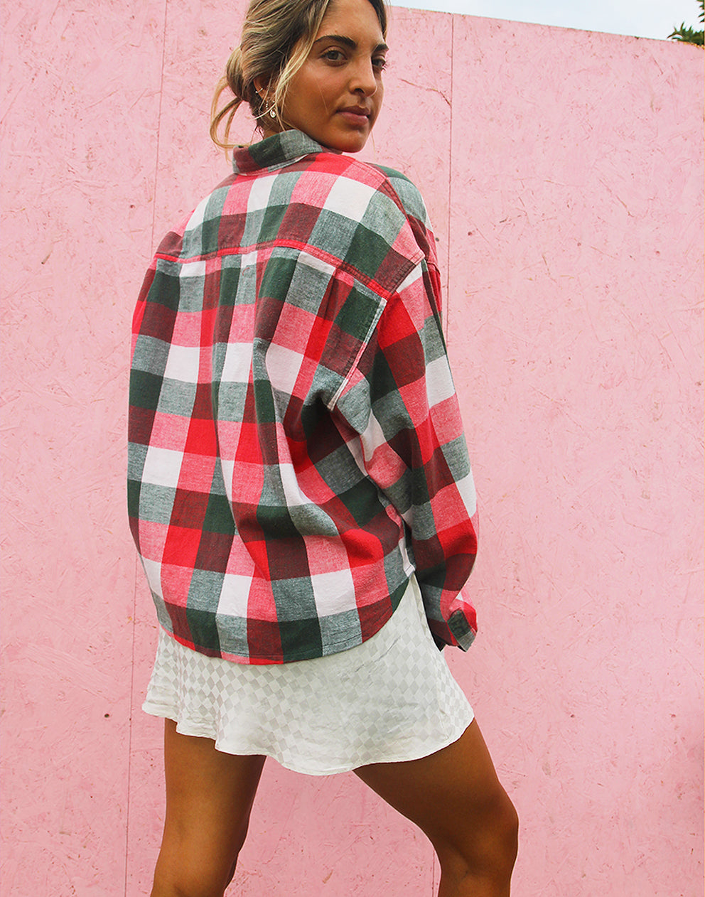 Flannel shirt outlet red skirt