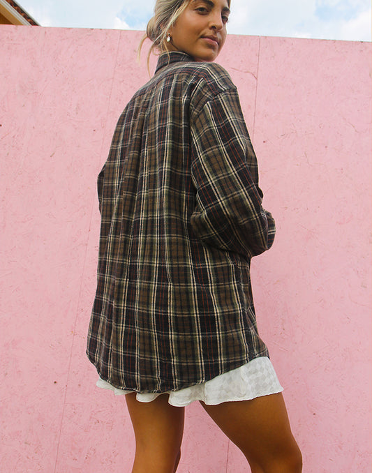 Flannel Shirt in Green Check