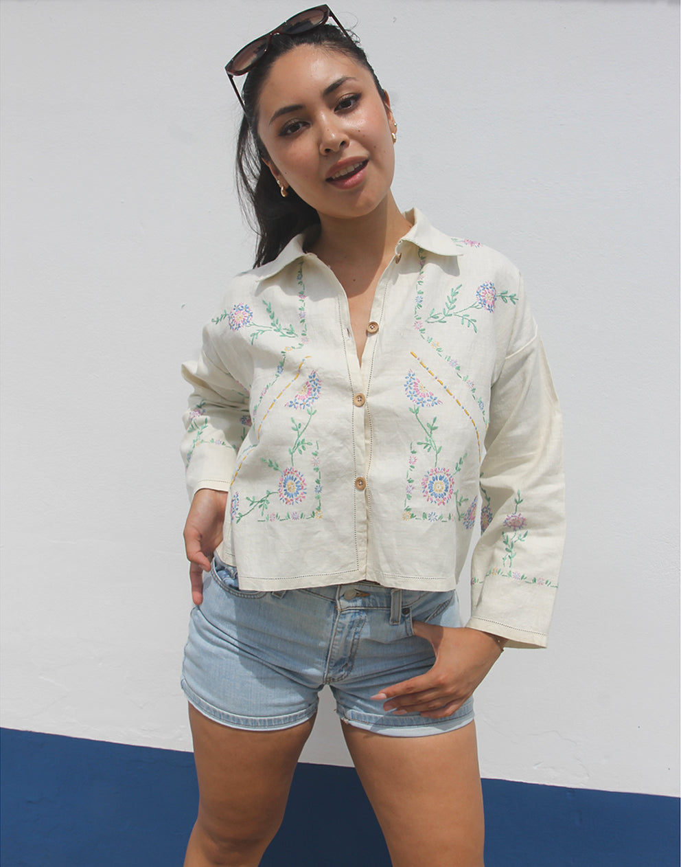Cream Embroidered Shirt