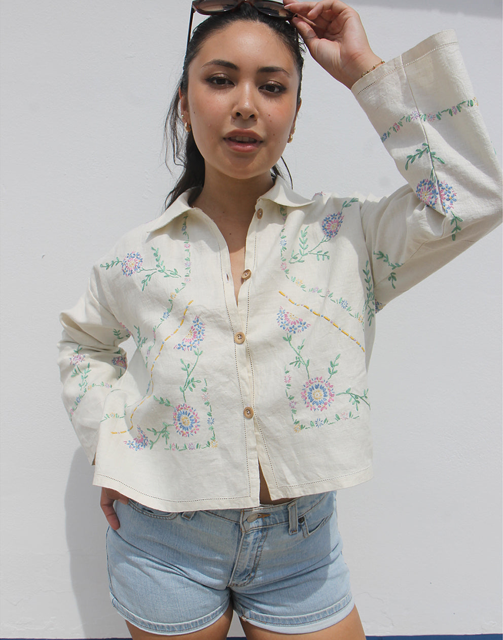 Cream Embroidered Shirt