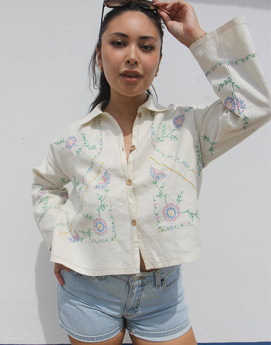 Cream Embroidered Shirt