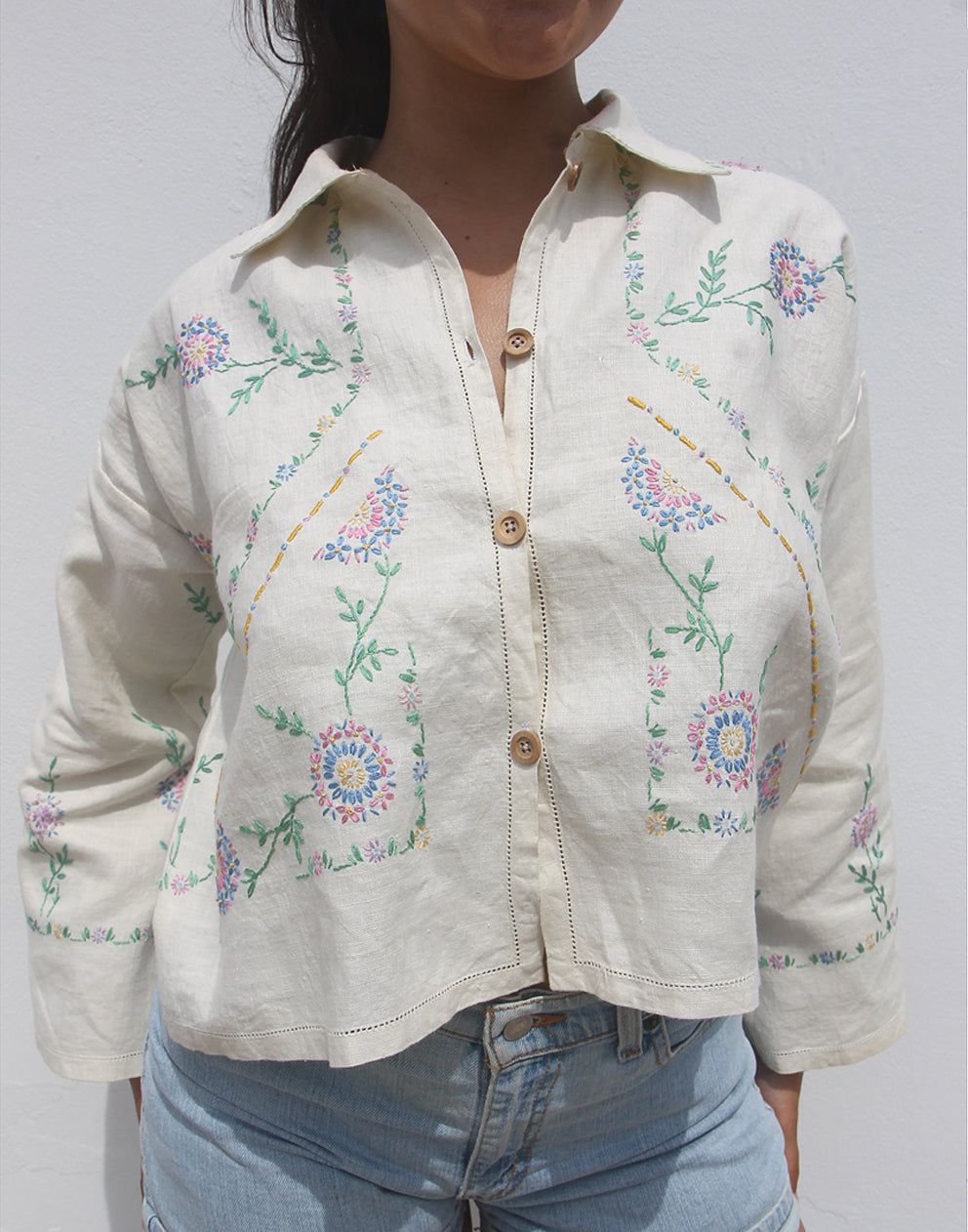 Cream Embroidered Shirt