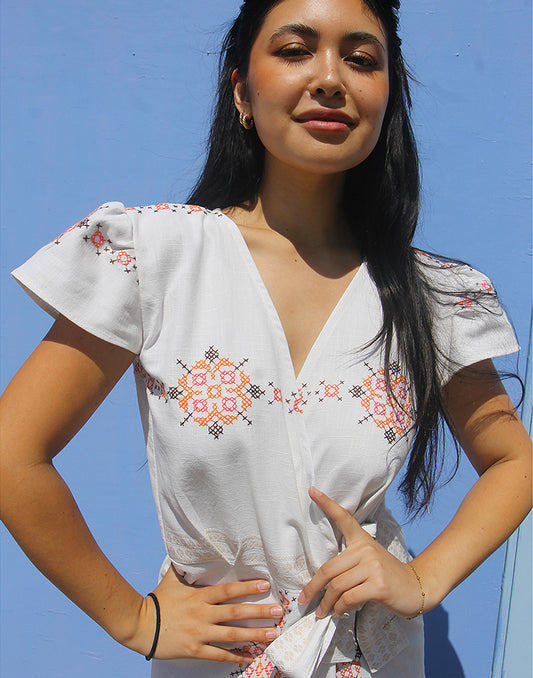 Cream Wrap Dress
