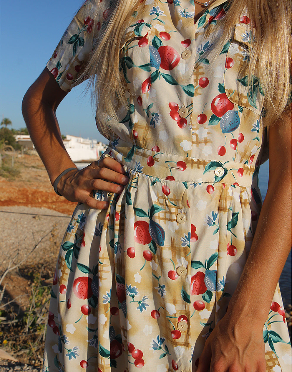 Cream Printed Shirt Dress