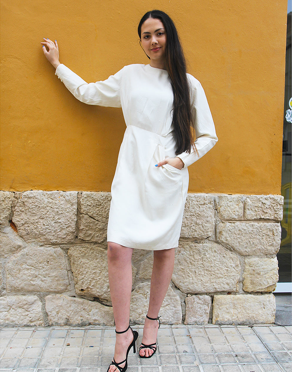 Cream Silk Dress