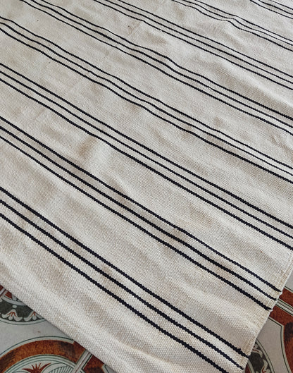 Cotton Rug in Natural & Black Stripe