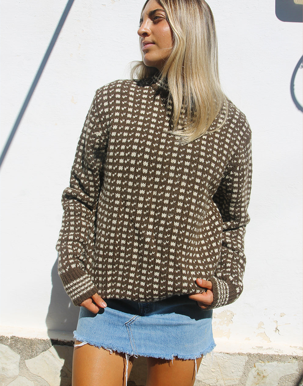 Crew Neck Sweater in Brown