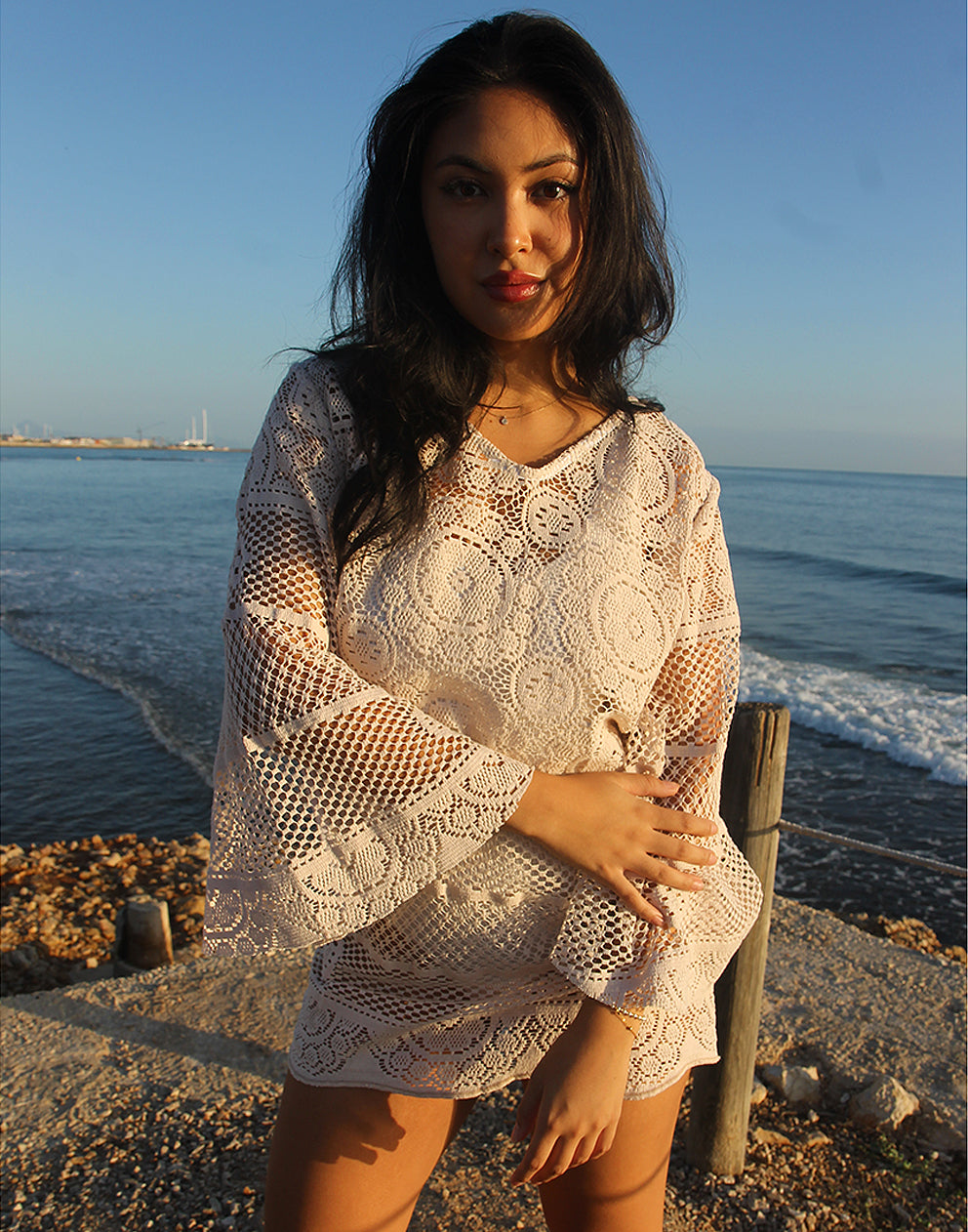 Beige Crochet Boho Dress Beach Cover Up | Summer Crochet Dress La Vida Bohemia Beige Crochet Boho Dress Beach Cover Up | Summer Crochet Dress La Vida Bohemia