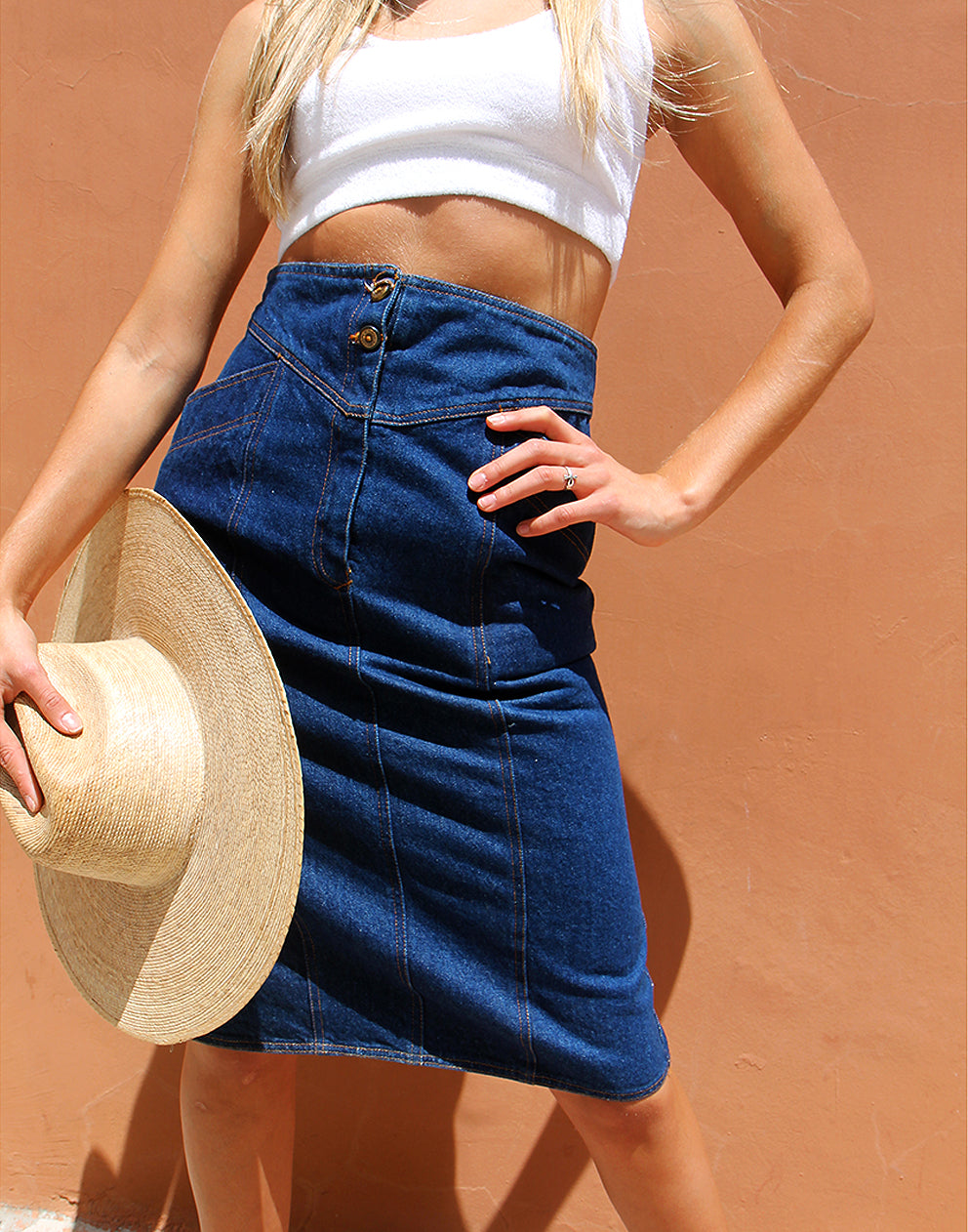 90's Vintage Denim Jean Skirt in Blue